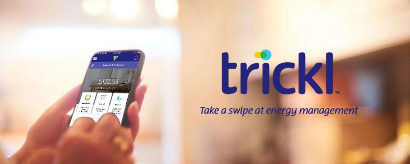 Hand swiping smart phone featuring the Trickl App