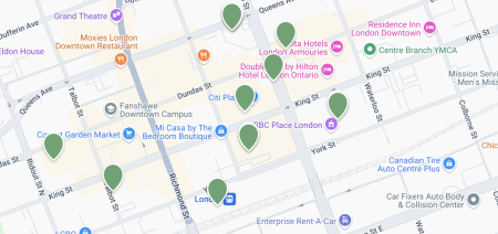 FLO app map with locations of EV chargers in London